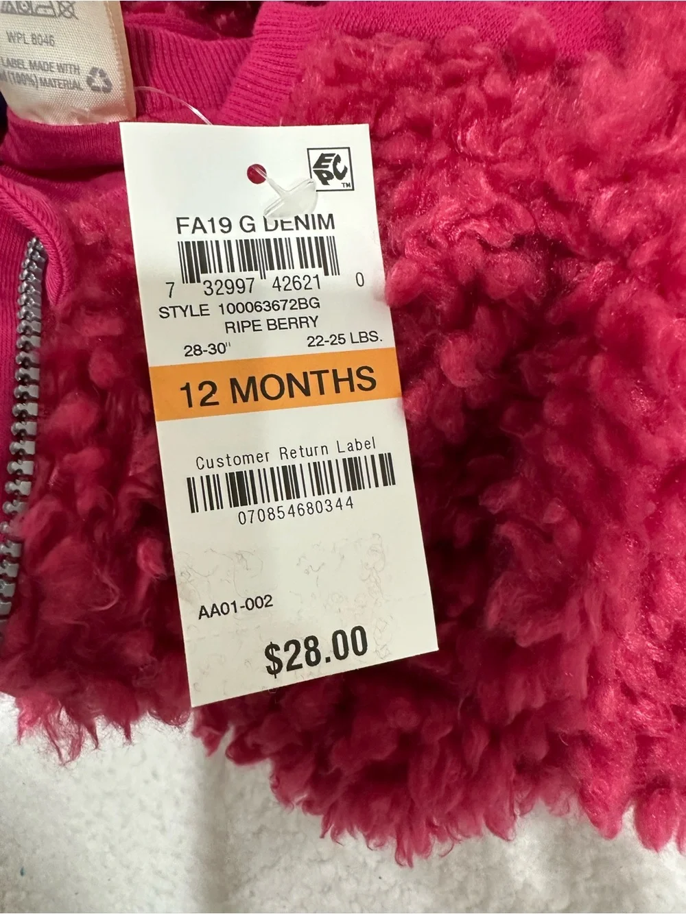 Girl’s Fuzzy Sherpa Zip-Up Jacket